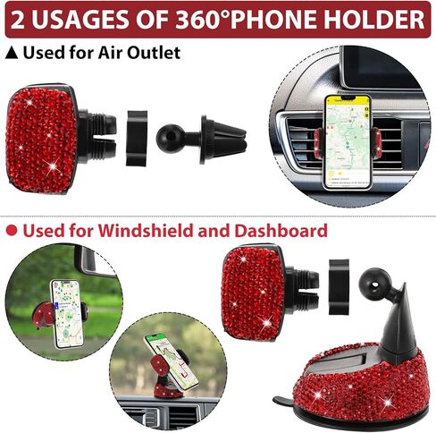 15 Pcs Fluffy Bling Car Accessories for Women Steering Wheel Cover License Plate Frame Car Phone Holder Crystal USB Port Seat Belt Shoulder Pad Cup Holder Handbrake Gear Cover in Saudi Arabia
