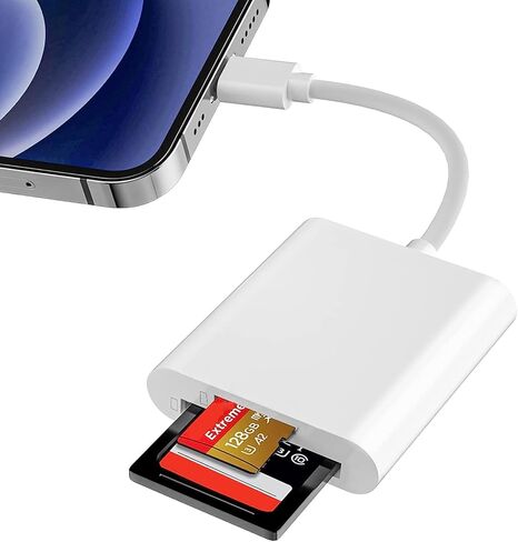 3 في 1 قارئ بطاقات SD TF محمول OTG IOS هاتف كاميرا اتصال عارض بطاقة الذاكرة محول قارئ بطاقة الذاكرة مع منفذ شحن متوافق مع iPhone، iPad، الكاميرا، Windows Mac Desktop Laptop in Kuwait