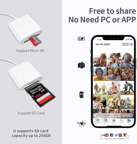 3 في 1 قارئ بطاقات SD TF محمول OTG IOS هاتف كاميرا اتصال عارض بطاقة الذاكرة محول قارئ بطاقة الذاكرة مع منفذ شحن متوافق مع iPhone، iPad، الكاميرا، Windows Mac Desktop Laptop in Kuwait
