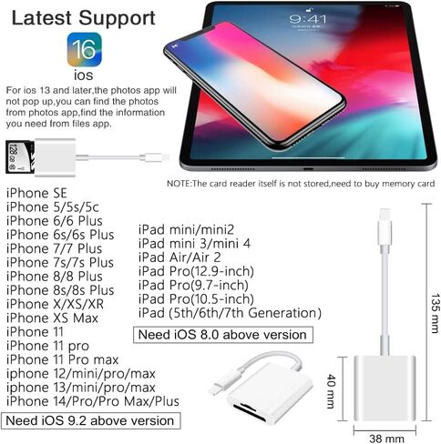 3 في 1 قارئ بطاقات SD TF محمول OTG IOS هاتف كاميرا اتصال عارض بطاقة الذاكرة محول قارئ بطاقة الذاكرة مع منفذ شحن متوافق مع iPhone، iPad، الكاميرا، Windows Mac Desktop Laptop in Kuwait