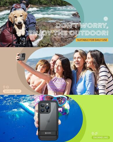 Lanhiem for iPhone 14 Case with Kickstand, IP68 Waterproof Dustproof Built-in Screen Protector, Full Body Shockproof Protective Front and Back Cover for iPhone 14, 6.1 Inch (Black) in Saudi Arabia