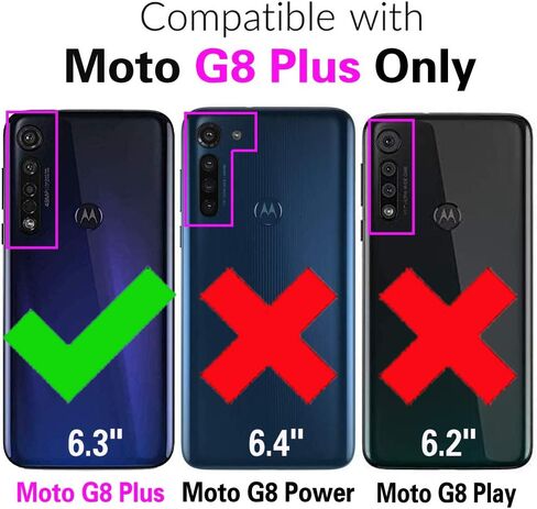 Asuwish Compatible with Moto G8 Plus Case and Tempered Glass Screen Protector Cell Accessories Card Holder Slot Kickstand Marble Wallet Phone Covers for MotoG8Plus Motorola 8G G 8 + G8+ G8Plus Purple in Saudi Arabia