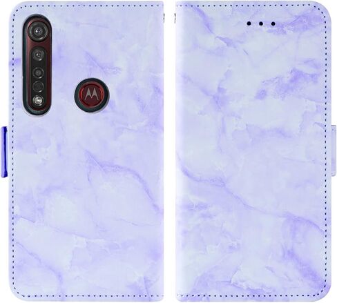 Asuwish Compatible with Moto G8 Plus Case and Tempered Glass Screen Protector Cell Accessories Card Holder Slot Kickstand Marble Wallet Phone Covers for MotoG8Plus Motorola 8G G 8 + G8+ G8Plus Purple in Saudi Arabia