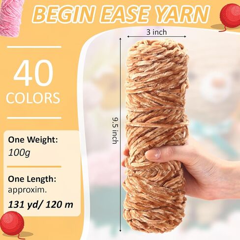 Threlaco 40 Pcs Chenille Yarn 3.35oz/100g Velvet Yarn for Crocheting Blanket Yarn with Big Eye Needles Stitch Markers Soft Chenille Yarn for Crocheting Weaving Craft Blankets 40 Colors 131yds Per Roll in Saudi Arabia