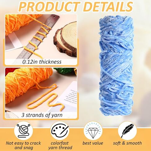 Threlaco 40 Pcs Chenille Yarn 3.35oz/100g Velvet Yarn for Crocheting Blanket Yarn with Big Eye Needles Stitch Markers Soft Chenille Yarn for Crocheting Weaving Craft Blankets 40 Colors 131yds Per Roll in Saudi Arabia