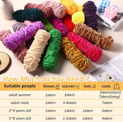 Threlaco 40 Pcs Chenille Yarn 3.35oz/100g Velvet Yarn for Crocheting Blanket Yarn with Big Eye Needles Stitch Markers Soft Chenille Yarn for Crocheting Weaving Craft Blankets 40 Colors 131yds Per Roll in Saudi Arabia