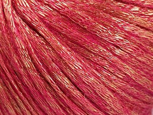 Ice Yarns Rock Star, Metallic Shine, Merino Wool Acrylic Polyamide Blend Yarn, 50 Gram (1.76 Ounces) 125 Yards (115 Meters) 4 Balls (Gold, Pink - 51553) in Saudi Arabia