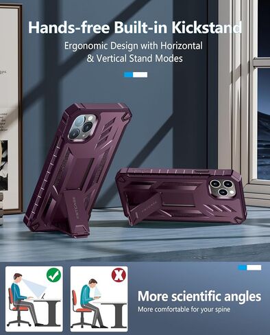 حافظة FNTCASE لهاتف iPhone 11 Pro-Max: حافظات حماية متينة مقاومة للصدمات مع مسند - غطاء هاتف خلوي عالي التحمل بطبقة مزدوجة عسكرية ضد السقوط (أسود) in Kuwait