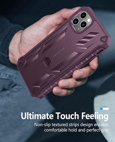 حافظة FNTCASE لهاتف iPhone 11 Pro-Max: حافظات حماية متينة مقاومة للصدمات مع مسند - غطاء هاتف خلوي عالي التحمل بطبقة مزدوجة عسكرية ضد السقوط (أسود) in Kuwait