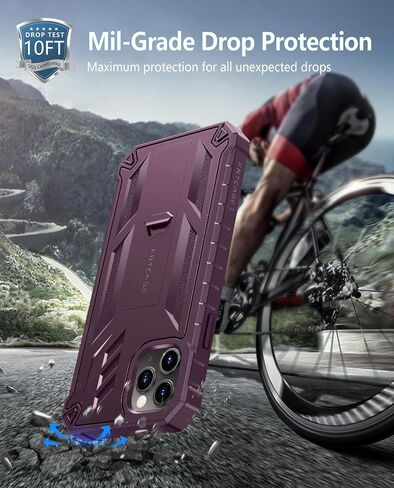 حافظة FNTCASE لهاتف iPhone 11 Pro-Max: حافظات حماية متينة مقاومة للصدمات مع مسند - غطاء هاتف خلوي عالي التحمل بطبقة مزدوجة عسكرية ضد السقوط (أسود) in Kuwait
