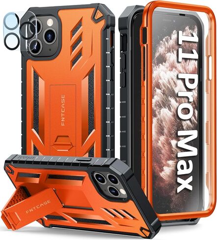 FNTCASE for iPhone 11 Pro Max Case with Built-in Screen Protector Black in Saudi Arabia
