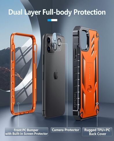 FNTCASE for iPhone 11 Pro Max Case with Built-in Screen Protector Black in Saudi Arabia