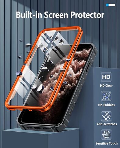 FNTCASE for iPhone 11 Pro Max Case with Built-in Screen Protector Black in Saudi Arabia