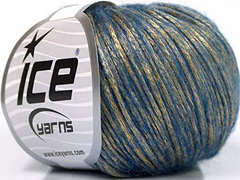 Ice Yarns Rock Star, Metallic Shine, Merino Wool Acrylic Polyamide Blend Yarn, 50 Gram (1.76 Ounces) 125 Yards (115 Meters) 4 Balls (Gold, Pink - 51553) in Saudi Arabia