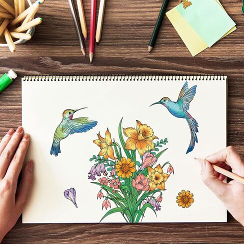 GLOBLELAND Hummingbird and Flowers Background Clear Stamp Flowers and Birds Transparent Silicone Stamp Daffodils Rubber Stamp for Scrapbook Journal Card Making 4.3 x 6.3 x 0.1 Inch in Saudi Arabia