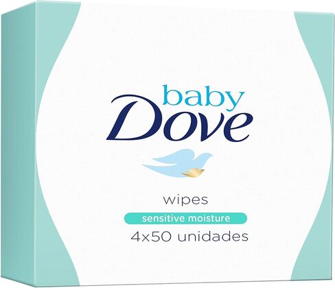 مناديل مبللة للأطفال من دوف، مرطبة للبشرة الحساسة، لا تسبب الحساسية بنسبة 0% كحول، 50 منديلًا (عبوة من 4، 200 منديل) in Kuwait