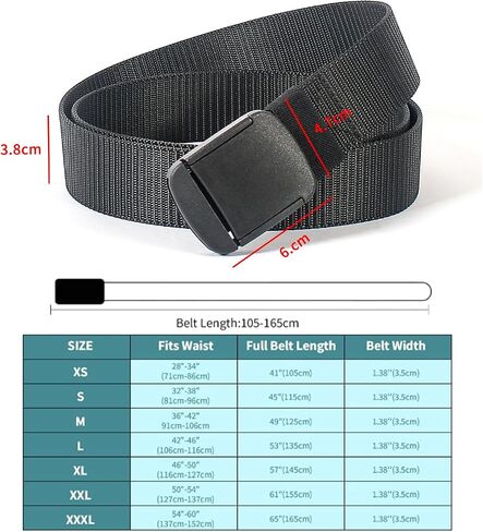 Men's Military Tactical Plastic Buckle Belt 1.5 Inch Nylon Web Belt No Holes Full Adjustable in Saudi Arabia