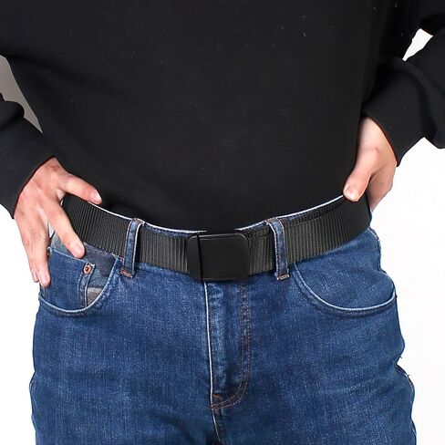 Men's Military Tactical Plastic Buckle Belt 1.5 Inch Nylon Web Belt No Holes Full Adjustable in Saudi Arabia