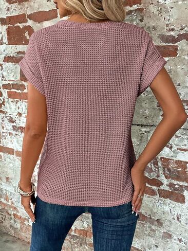 KevaMolly Womens T Shirts Solid Batwing Sleeve Cross Wrap Hem Tee Casual Tshirt Trendy Fitted Tee Tops in Saudi Arabia