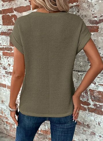 KevaMolly Womens T Shirts Solid Batwing Sleeve Cross Wrap Hem Tee Casual Tshirt Trendy Fitted Tee Tops in Saudi Arabia