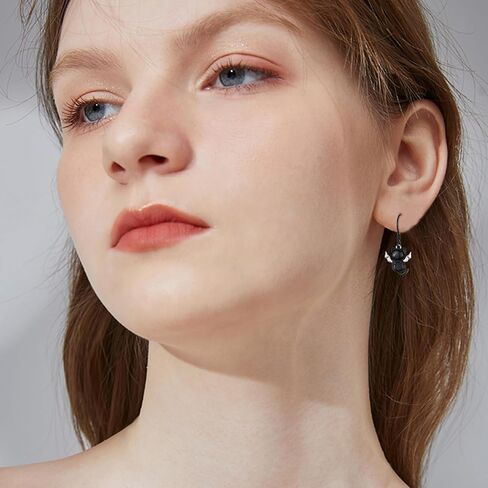 أقراط القطة السوداء للنساء من الفضة الاسترليني القطة السوداء مع الجناح أقراط متدلية على شكل قطة سوداء قوطية مجوهرات القطة هدايا لمحبي القطط للفتيات in Kuwait