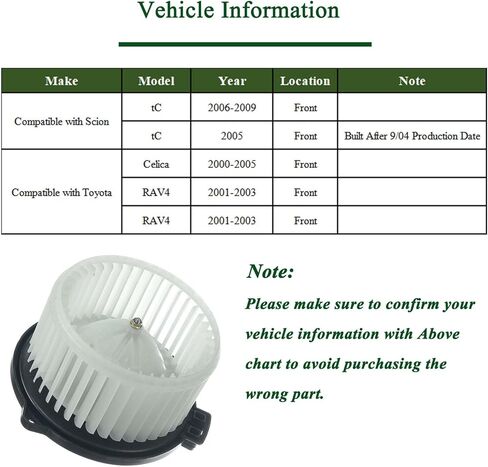 A/C Heater Blower Motor Assembly for Toyota RAV4 Celica Scion tC in Saudi Arabia
