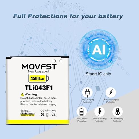 بطارية بديلة TLi043F1 لجهاز Alcatel Linkzone 2 Wi-Fi Hotspot، بطارية قابلة لإعادة الشحن بسعة 4500 مللي أمبير MW43TM21 in Kuwait
