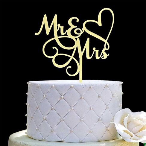 JIEEIN Mr & Mrs Cake Topper - Bride and Groom Sign Wedding, Engagement Cake Topper Decoration - Black Plastic in Saudi Arabia