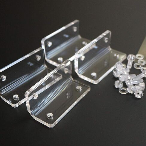 4 x V2, 5mm thickness, Angled L Brackets, Polished Clear Transparent Acrylic + 20x M5 Bolts, Clear Right Angle Bracket, Corner in Saudi Arabia