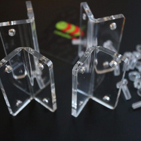 4 x V2, 5mm thickness, Angled L Brackets, Polished Clear Transparent Acrylic + 20x M5 Bolts, Clear Right Angle Bracket, Corner in Saudi Arabia