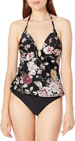 RACHEL Rachel Roy Women's Standard Strap with Circle Ring Halter Tankini Top in Saudi Arabia