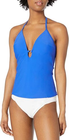 RACHEL Rachel Roy Women's Standard Strap with Circle Ring Halter Tankini Top in Saudi Arabia