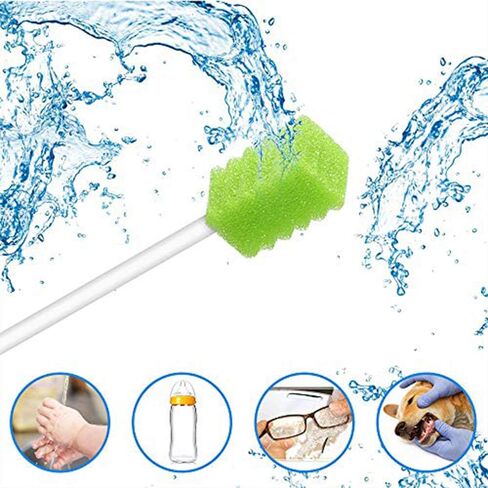 (50 Pack) Disposable Oral Swabs, Sterile Dental Sponge Swabsticks Unflavored for Mouth & Gum Cleaning in Saudi Arabia