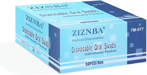 (50 Pack) Disposable Oral Swabs, Sterile Dental Sponge Swabsticks Unflavored for Mouth & Gum Cleaning in Saudi Arabia