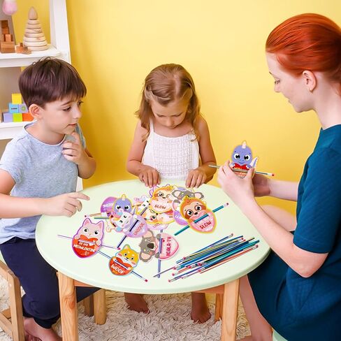 ANGOLIO Valentine's Day Exchange Gift for Kids 28Pcs Colorful Soft Flexible Bendable Pencils with Valentine's Day Cards Bendy Pencil with Eraser Classroom Exchange Gift School Rewards Prizes in Saudi Arabia