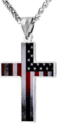 الصليب قلادة قلادة المجوهرات الدينية الوطنية هدية للرجال والنساء سلسلة فضية in Kuwait