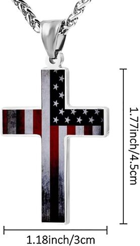 الصليب قلادة قلادة المجوهرات الدينية الوطنية هدية للرجال والنساء سلسلة فضية in Kuwait