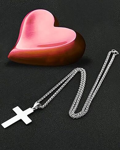 Cross Pendant Necklace Patriotic Religious Jewelry Gift for Men and Women Silver Chain in Saudi Arabia
