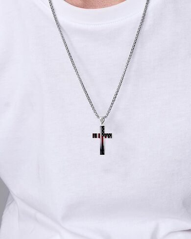 الصليب قلادة قلادة المجوهرات الدينية الوطنية هدية للرجال والنساء سلسلة فضية in Kuwait