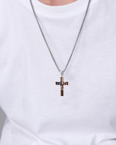 Cross Pendant Necklace Patriotic Religious Jewelry Gift for Men and Women Silver Chain in Saudi Arabia