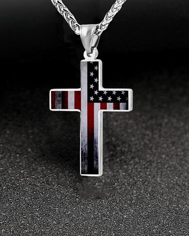 الصليب قلادة قلادة المجوهرات الدينية الوطنية هدية للرجال والنساء سلسلة فضية in Kuwait