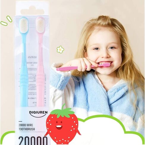 DI QIU REN Extra Soft Toothbrush for Sensitive Gums, Manual Toothbrush with 8 Tubes of 10000 Soft Floss Bristle for Gum Care, Protect Fragile Gums Good Cleaning Effect (Blue & Pink) in Saudi Arabia