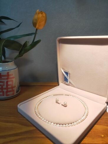 Jewelry Velvet Box Pearl Necklace Earring Bracelet Gift Display Case Wedding Jewelry Storage Holder (Beige For Pearl Necklace Earrings Bracelet) in Saudi Arabia