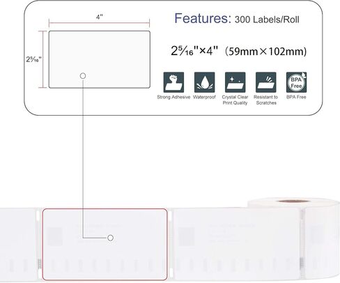 L LIKED Compatible with Dymo 30256 2-5/16" x 4"(59mm x 101mm) Large Shipping Labels, Premium Adhesive Address Labels for DYMO 450 (10 Rolls)-Not Compatible with DYMO 550 & 5XL in Kuwait