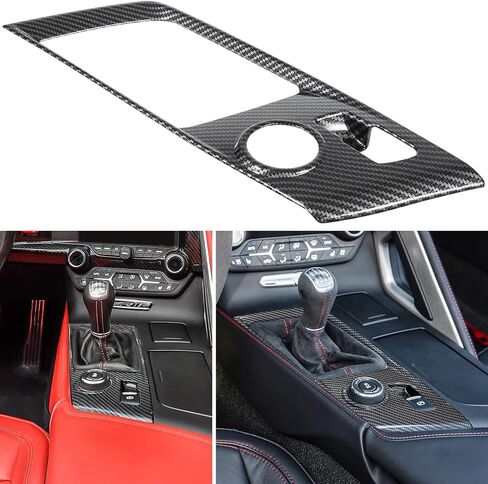 Carbon Fiber Look Control Gears Panel Protective Cover For Chevrolet Corvette C7 Z06 Z51 ZR1 Stingray Grand Sport 2014 2015 2016 2017 2018 2019 Interior Accessories Shift Box Trim Manual Gear (Black) in Saudi Arabia