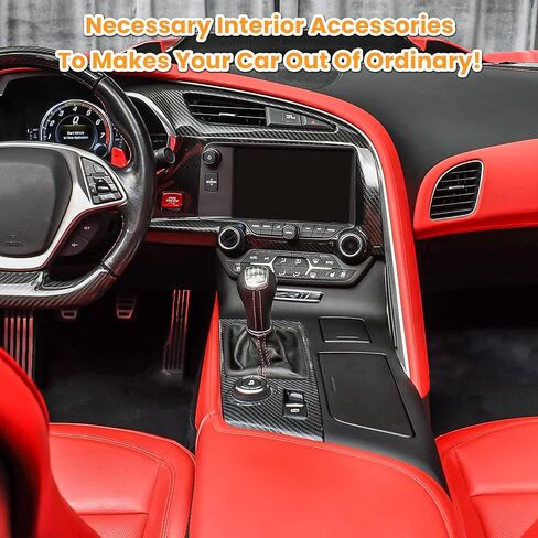 Carbon Fiber Look Control Gears Panel Protective Cover For Chevrolet Corvette C7 Z06 Z51 ZR1 Stingray Grand Sport 2014 2015 2016 2017 2018 2019 Interior Accessories Shift Box Trim Manual Gear (Black) in Saudi Arabia