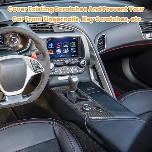 Carbon Fiber Look Control Gears Panel Protective Cover For Chevrolet Corvette C7 Z06 Z51 ZR1 Stingray Grand Sport 2014 2015 2016 2017 2018 2019 Interior Accessories Shift Box Trim Manual Gear (Black) in Saudi Arabia
