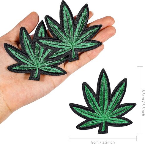 FVVMEED 16 قطعة من رقع أوراق القيقب مطرزة بالأعشاب الرجعية مخيطة على رقعة Boho Hippie Bud Plant شارات جديدة وشعارات مطرزة وسترة راكب الدراجة النارية وشارات حديدية على الظهر أو الخياطة على القماش لإصلاح الحرف اليدوية in Kuwait
