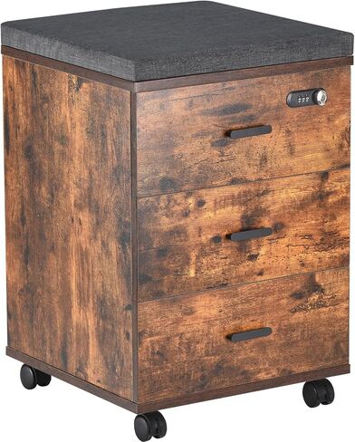 Soohow Under Desk 3 Drawers Vertical Cushion Mobile File Cabinet with Smart Lock/Casters, Large, Brown in Saudi Arabia