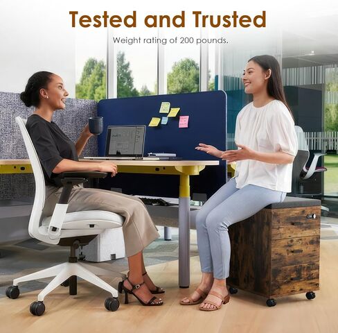 Soohow Under Desk 3 Drawers Vertical Cushion Mobile File Cabinet with Smart Lock/Casters, Large, Brown in Saudi Arabia